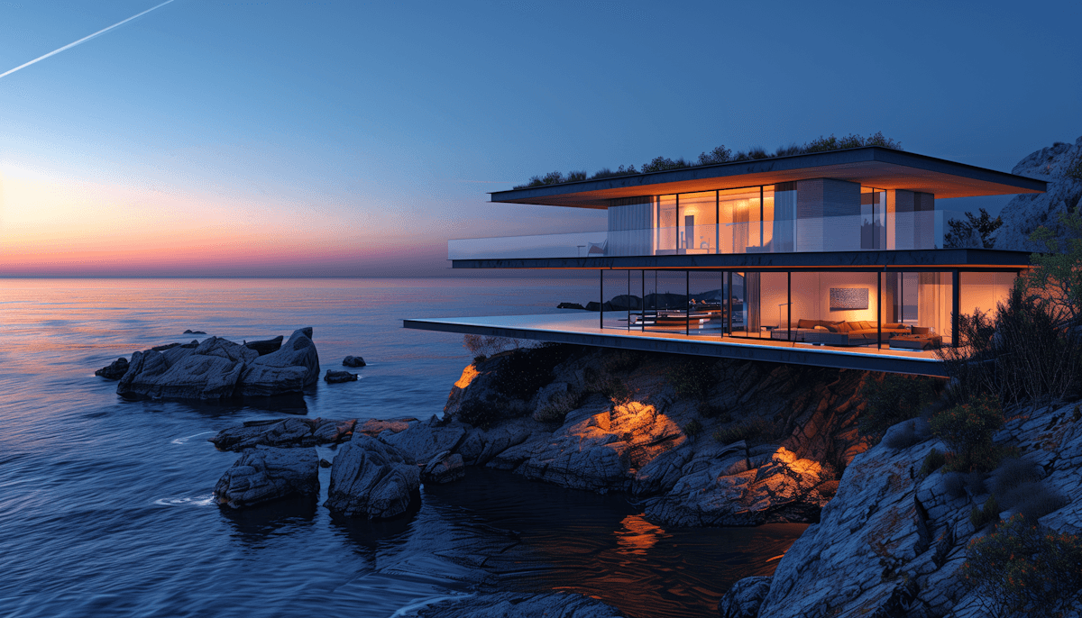 modern house on the shore
