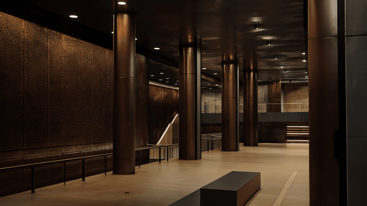 a dark lobby